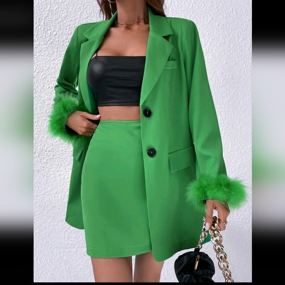 Dresses & Skirts - Green blazer and mini skirt set
